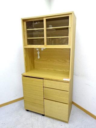 買い取り画像　★無印良品★食器棚 カップボード ワゴン付き オーク材